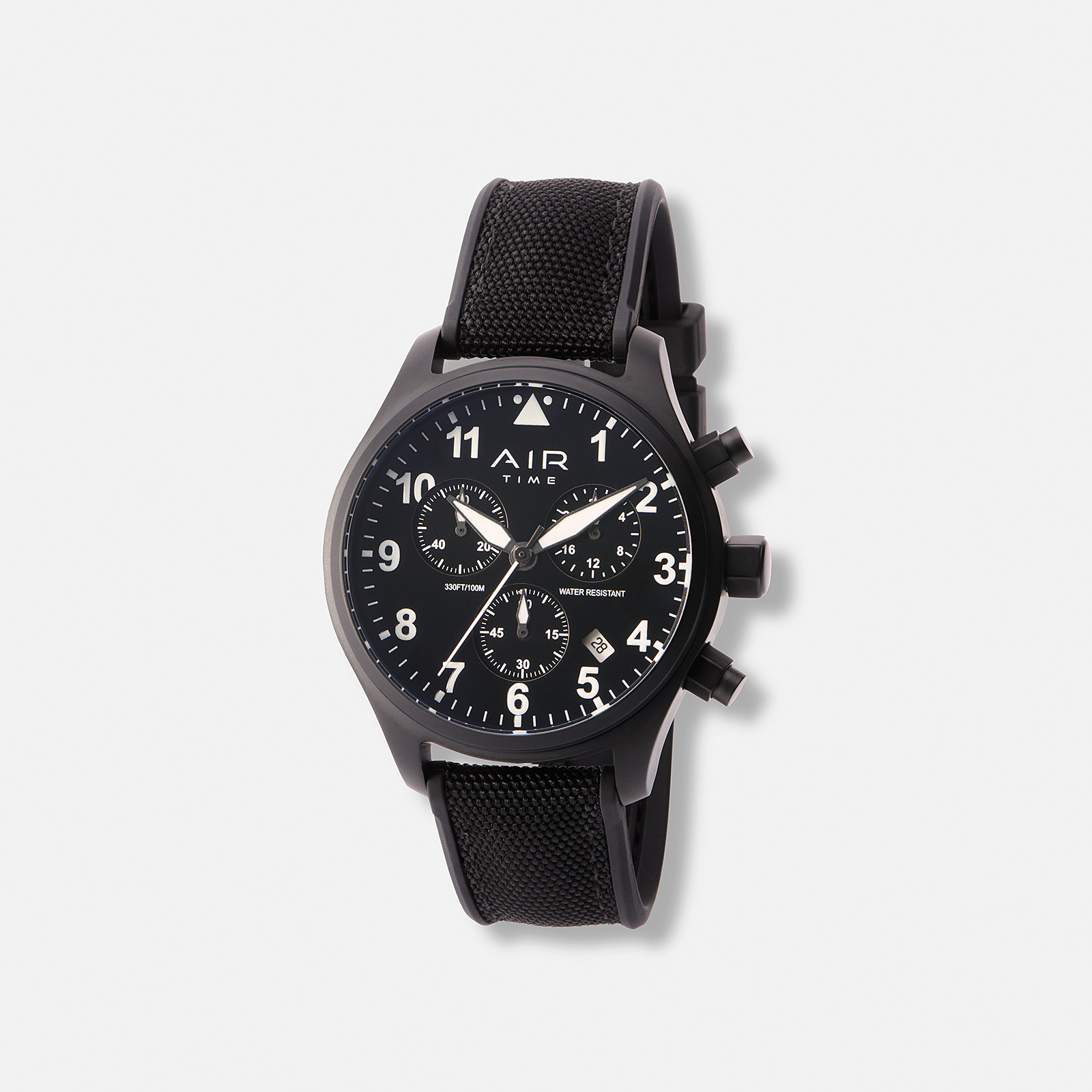 Air Time Chrono, svart, gummiband - 44 mm