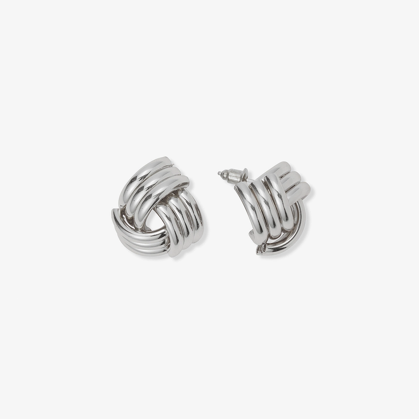 Silverfärgade örhängen, tre rader omlott - 20 mm