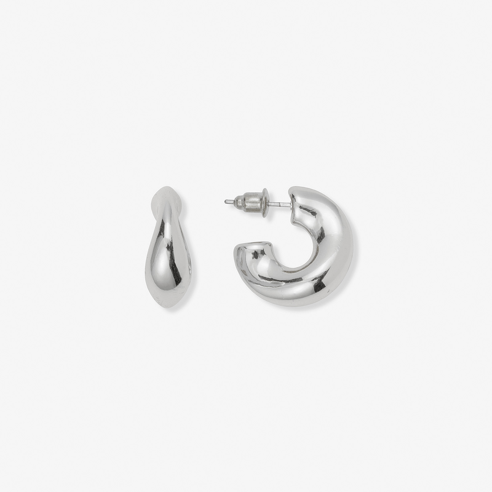 Silverfärgade örhängen, ojämna C-hoops - 20 mm