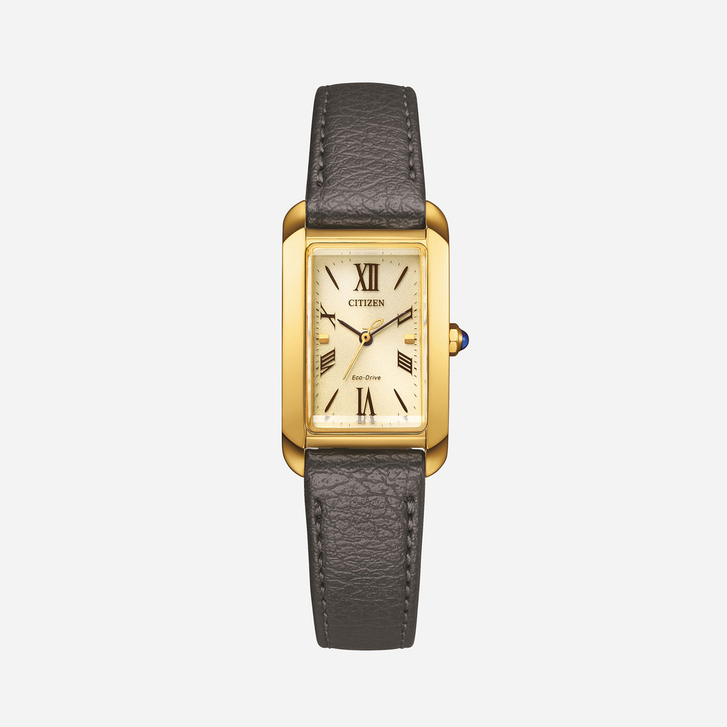 Citizen Eco-Drive L, läderband guld/svart - 19 mm