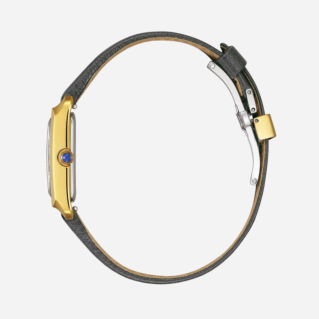 Citizen Eco-Drive L, läderband guld/svart - 19 mm