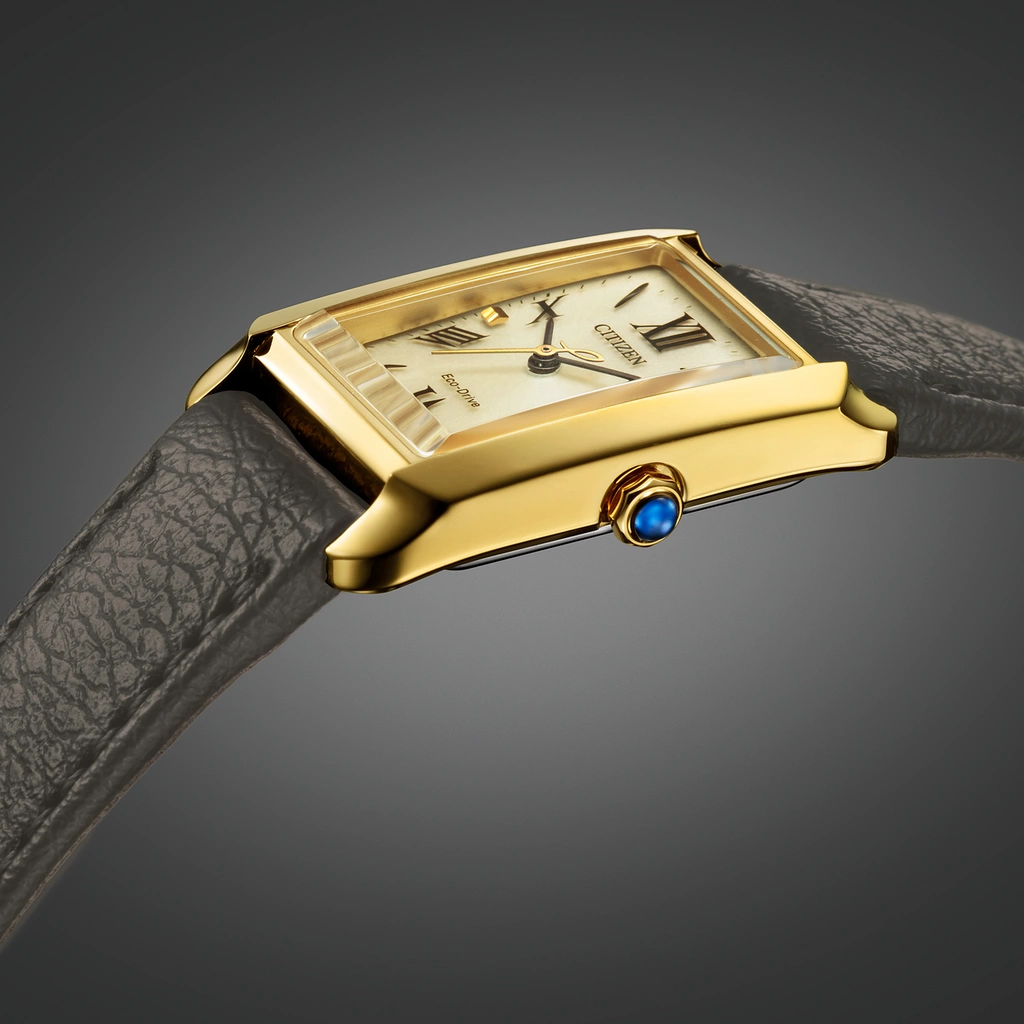 Citizen Eco-Drive L, läderband guld/svart - 19 mm