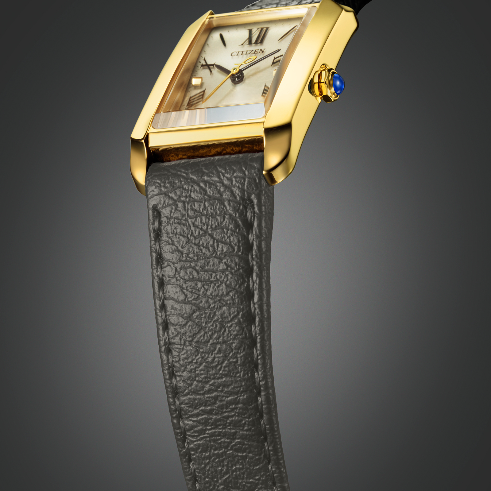 Citizen Eco-Drive L, läderband guld/svart - 19 mm