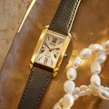 Citizen Eco-Drive L, läderband guld/svart - 19 mm