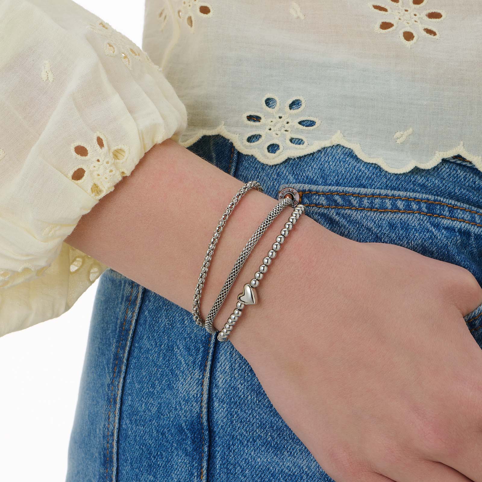 3-pack silverfärgade armband - 17,5+5 cm