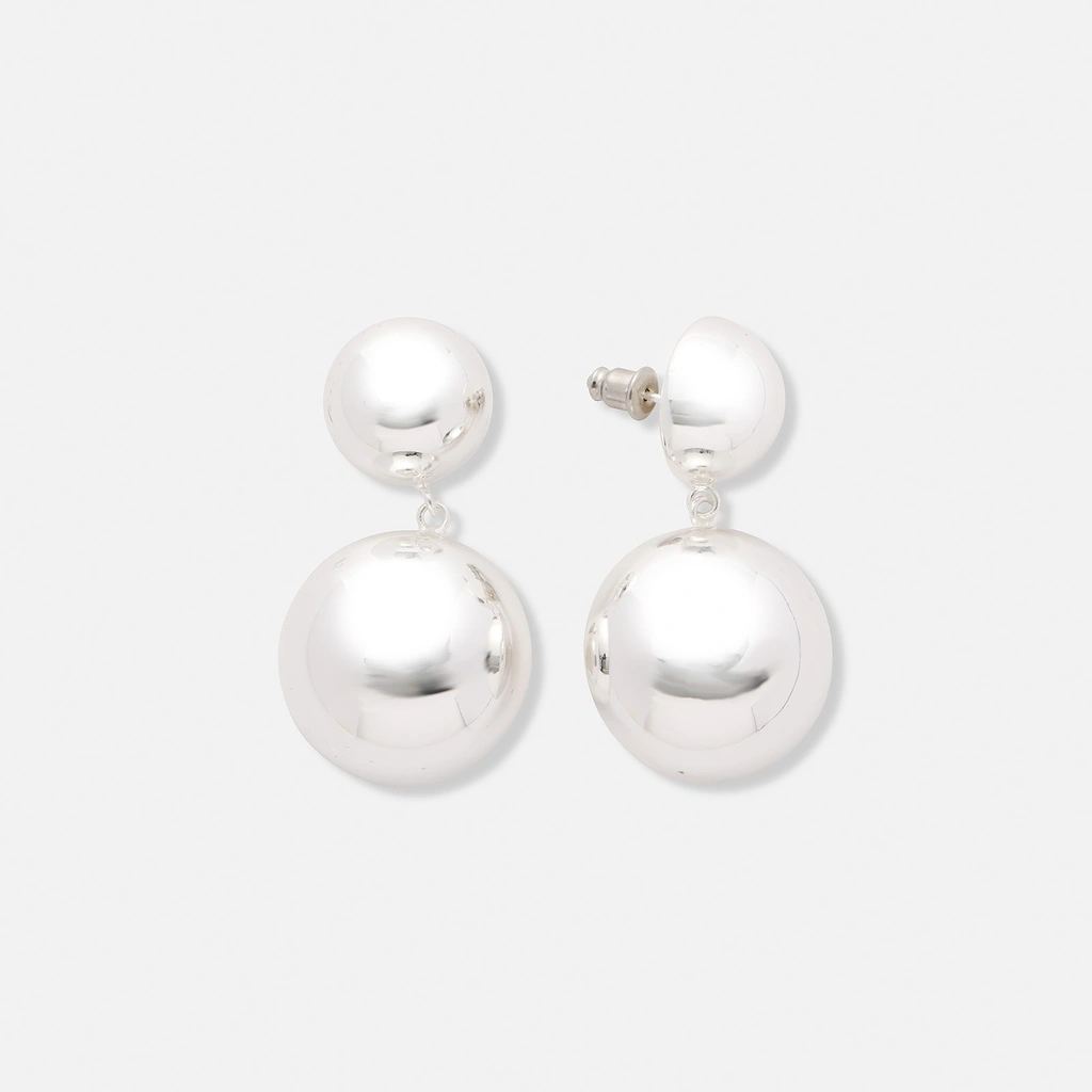 Silverpläterade örhängen, hängande kupoler