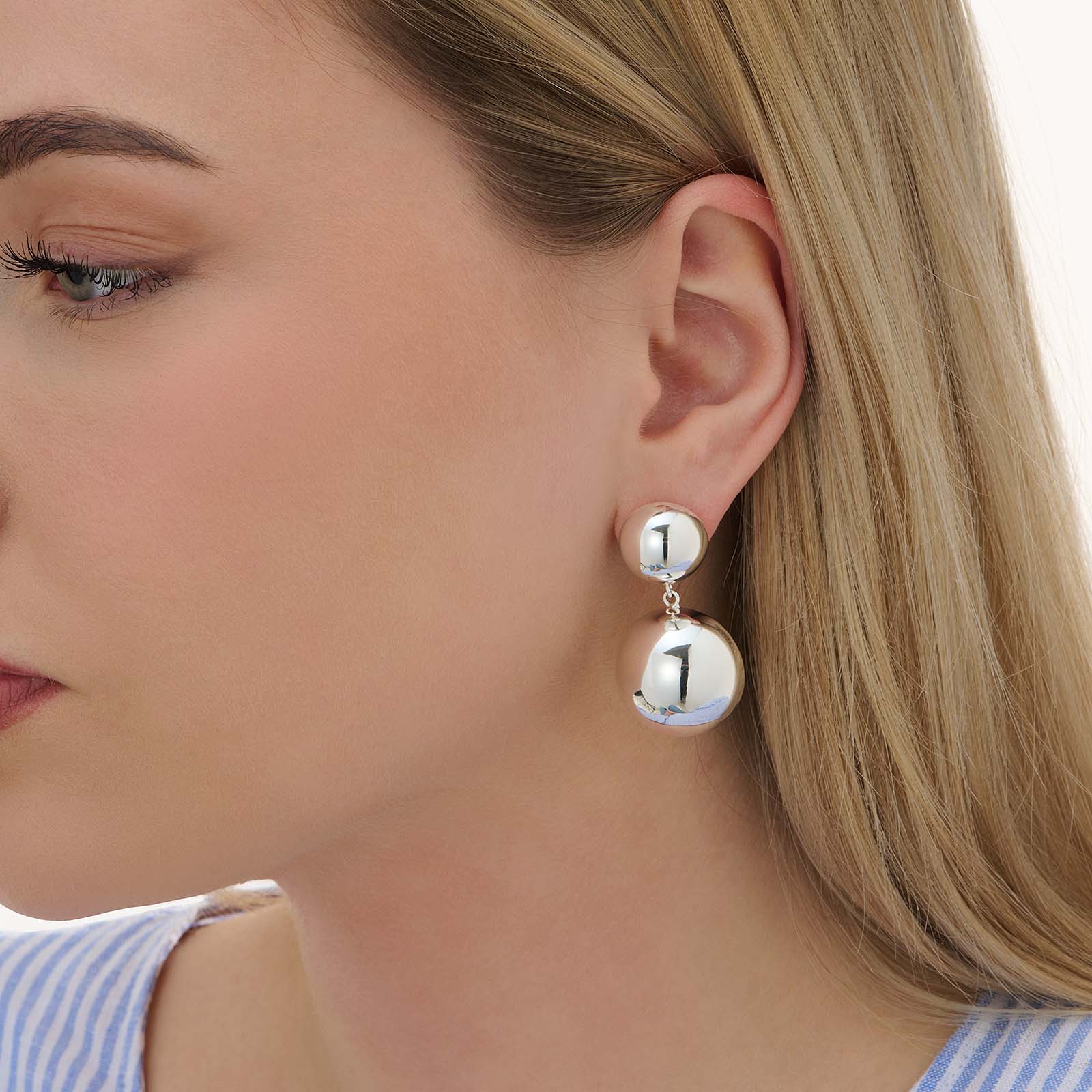 Silverpläterade örhängen, hängande kupoler