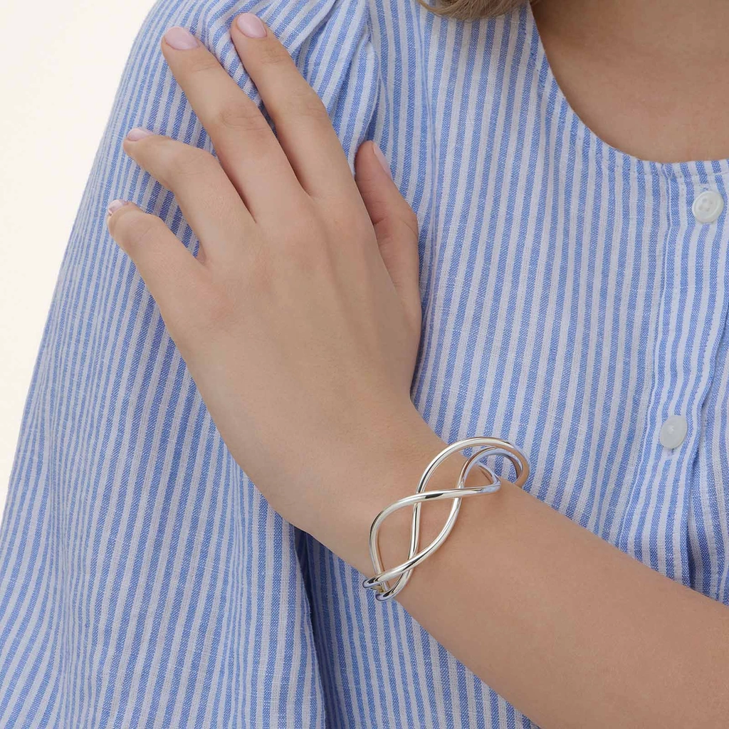 Guldpläterat vridet armband, bangle