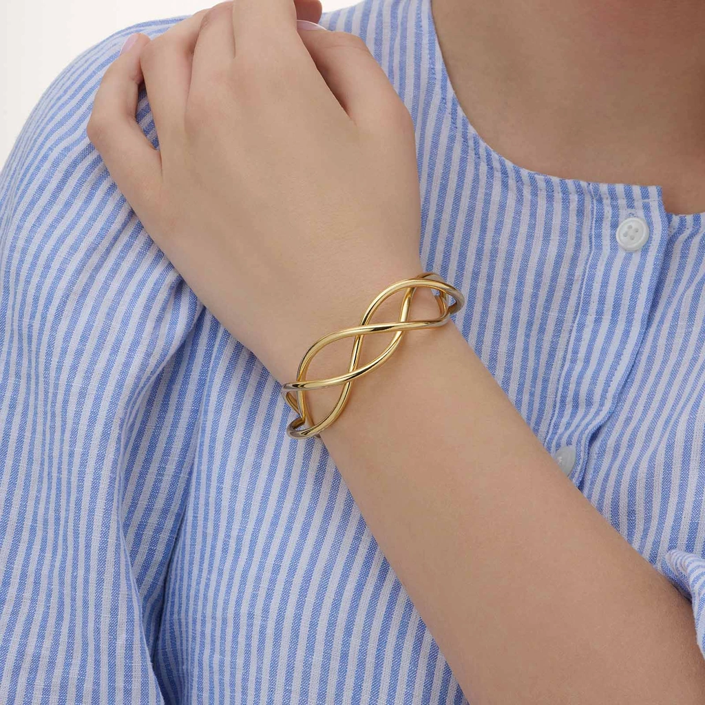 Silverpläterat vridet armband, bangle