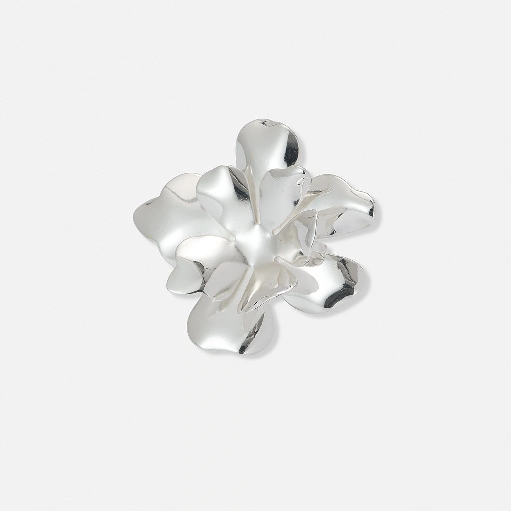 Silverpläterad ring med blomma, onesize