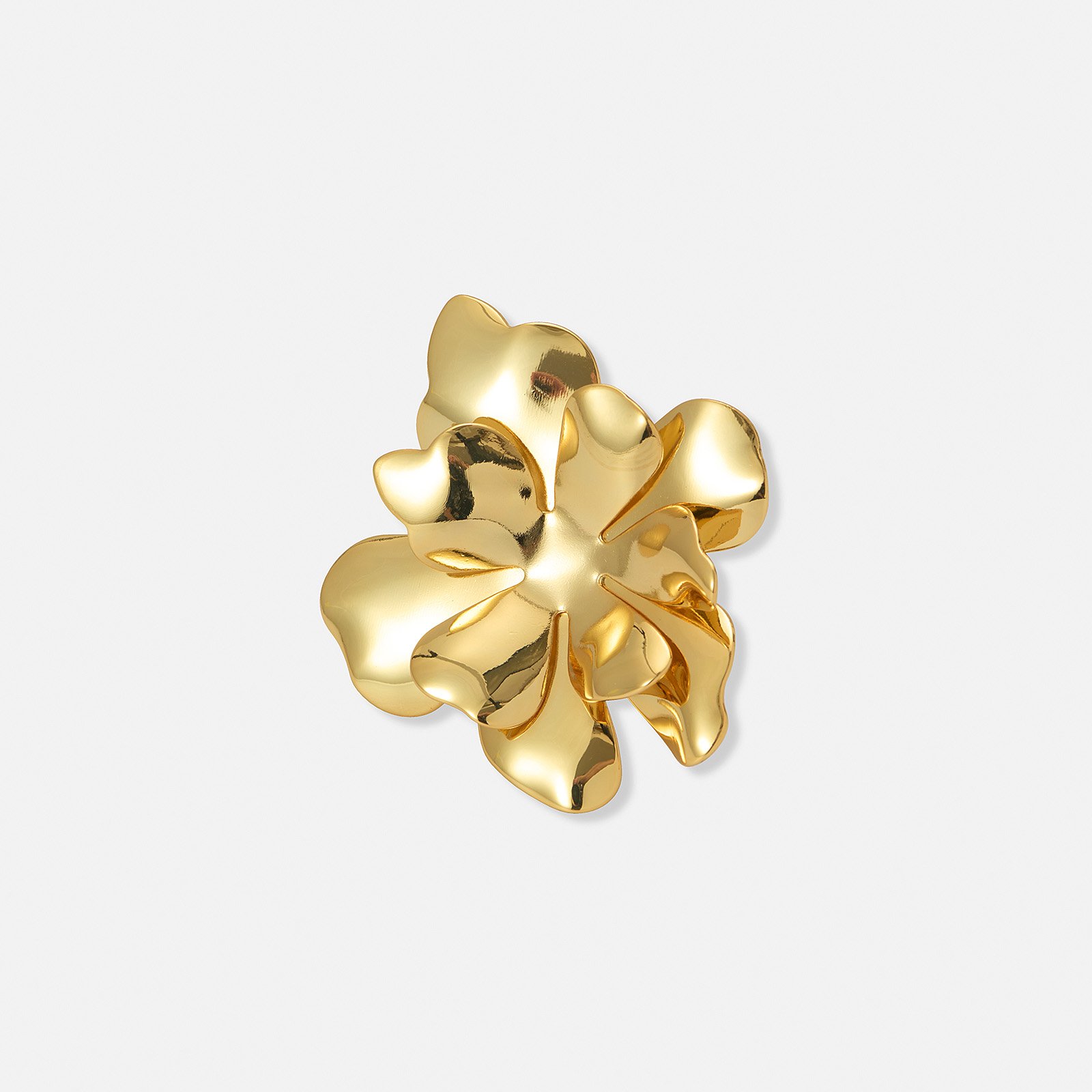 Guldpläterad ring med blomma, onesize