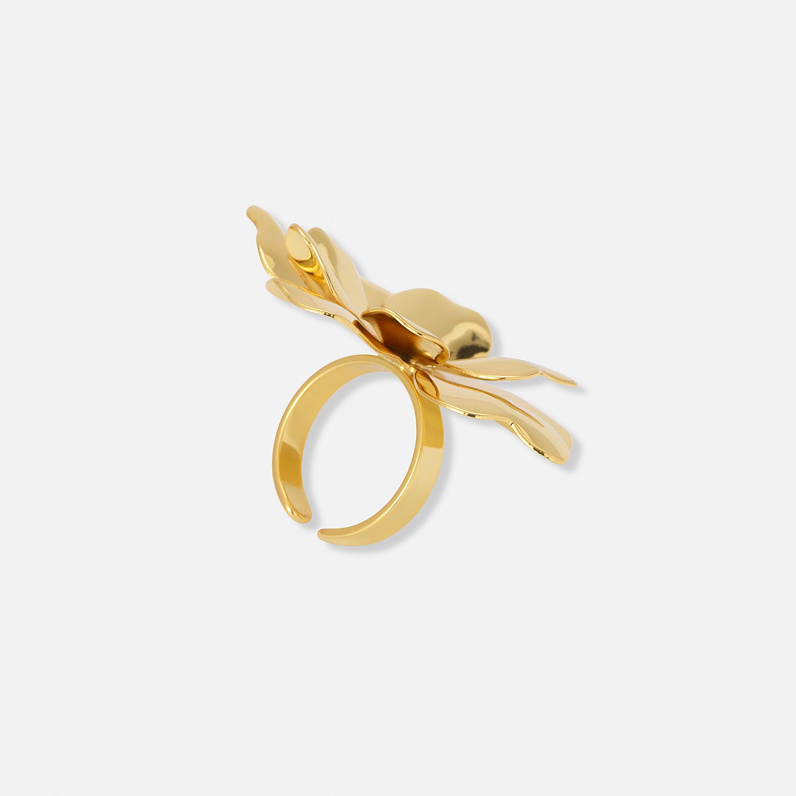 Guldpläterad ring med blomma, onesize
