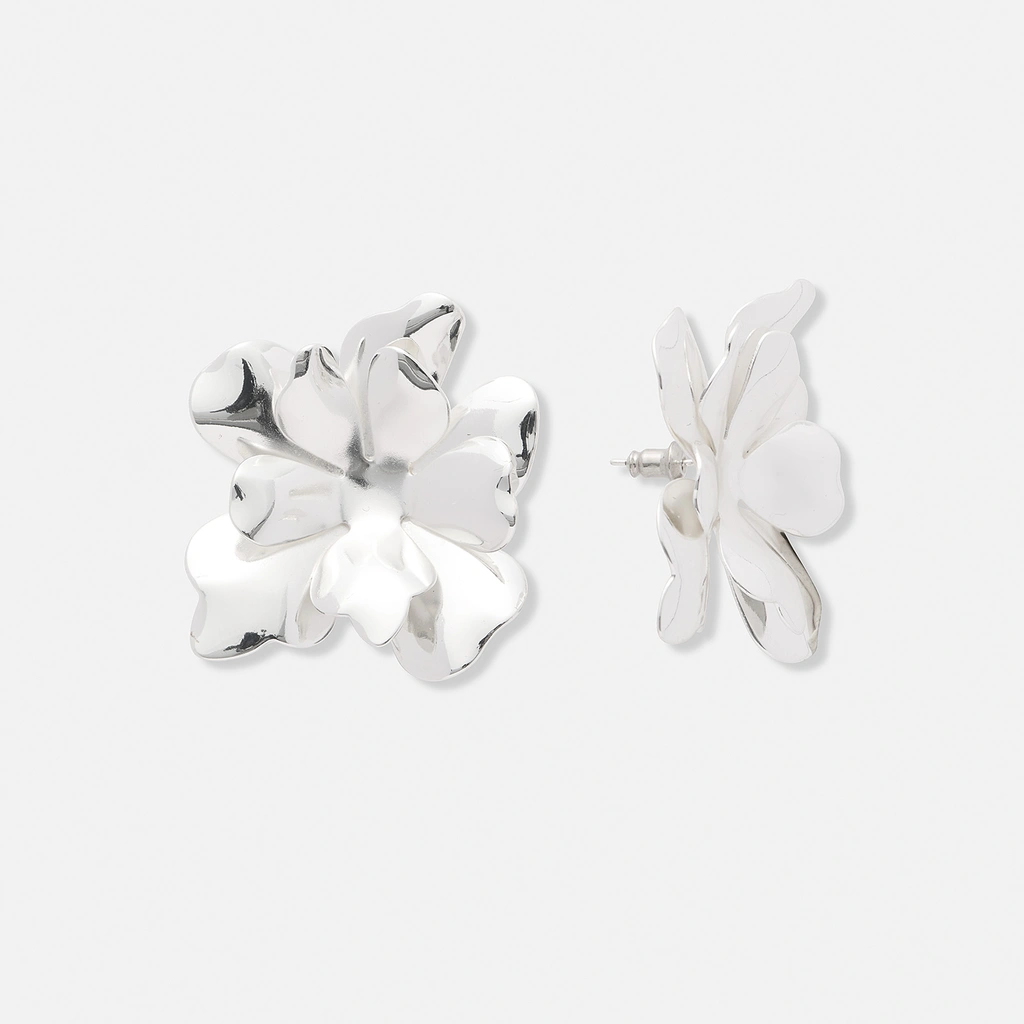 Silverpläterade örhängen, blommor 45x43 mm