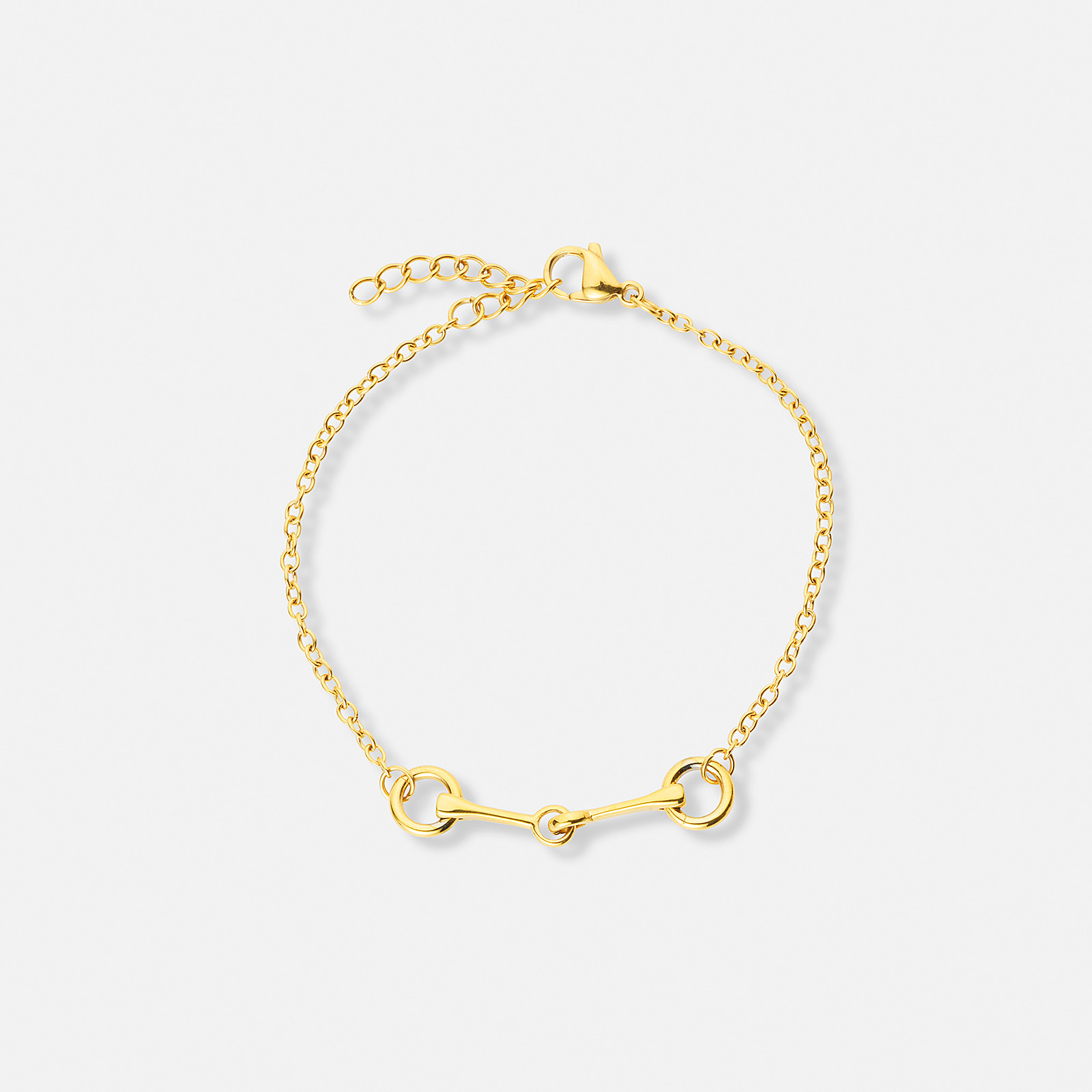 Guldpläterat stålarmband med tränsbett - 17+3 cm