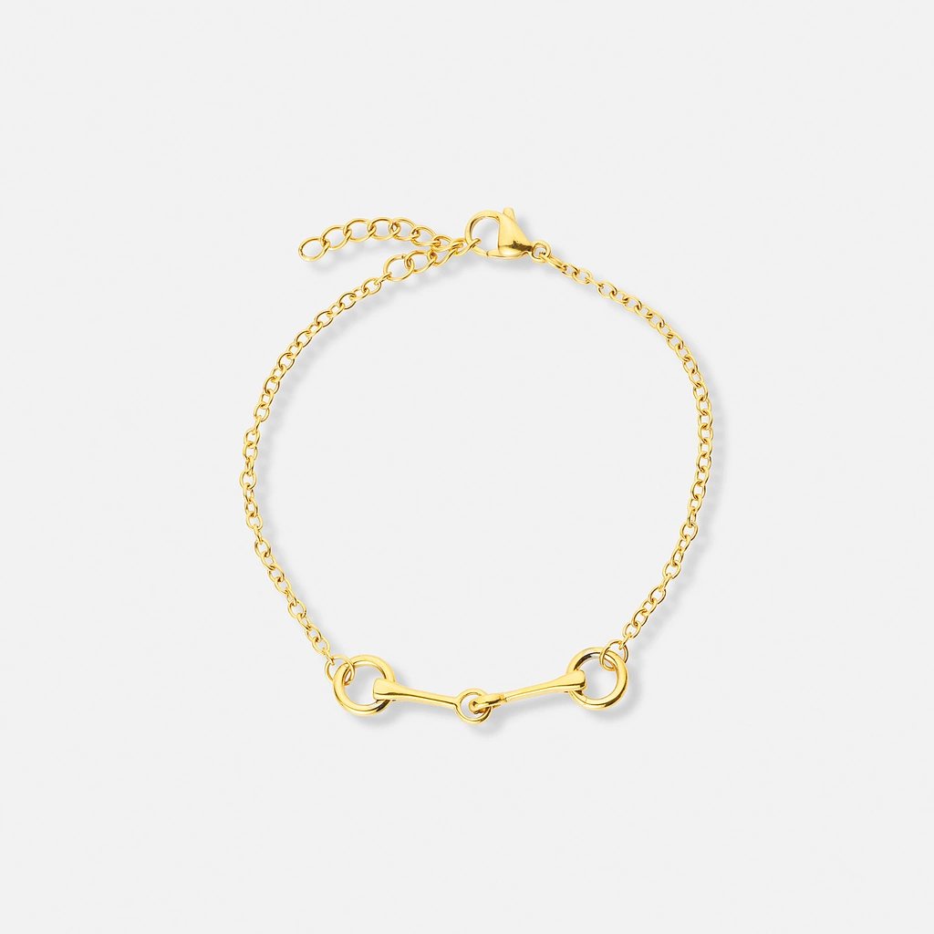 Guldpläterat stålarmband med tränsbett - 17+3 cm