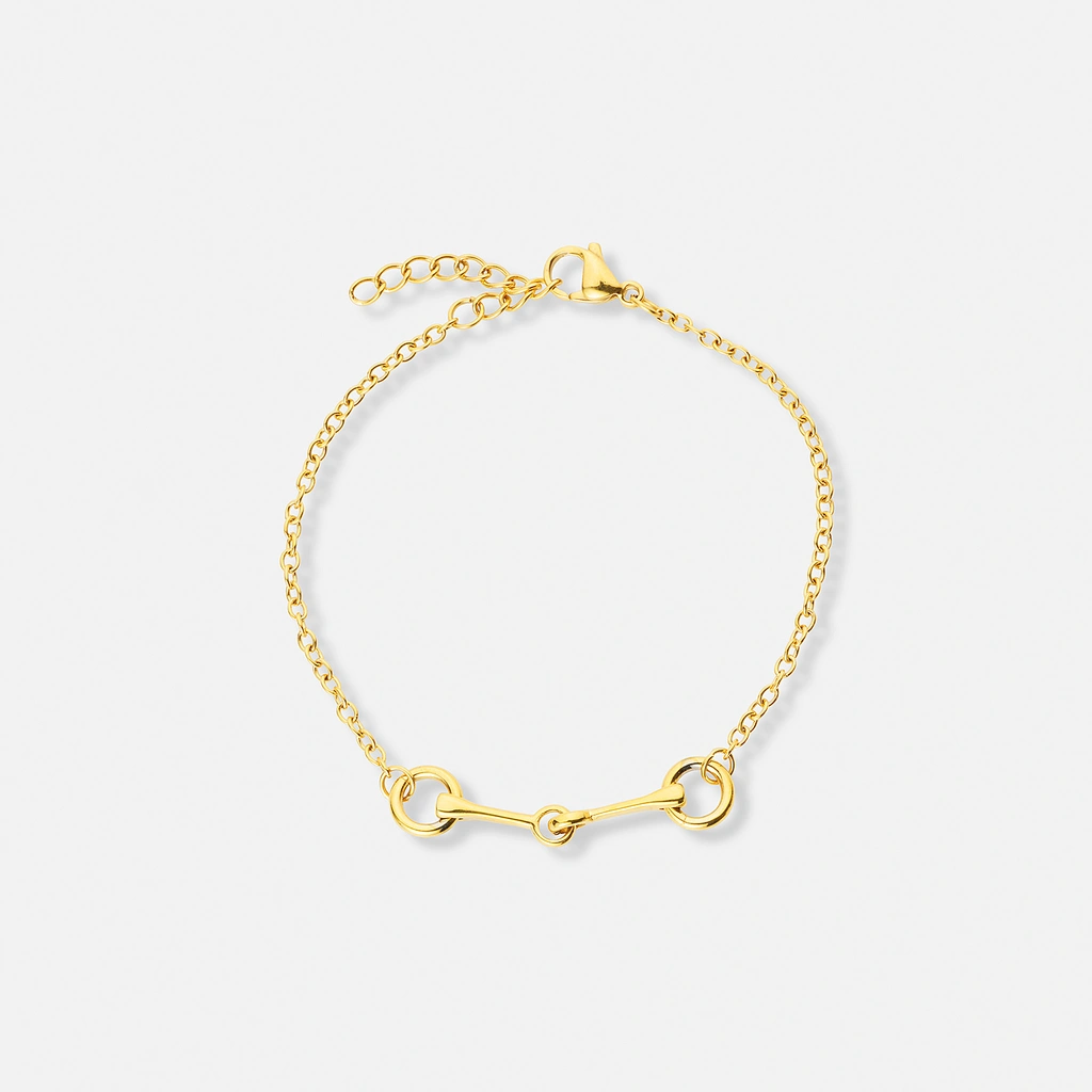 Guldpläterat stålarmband med tränsbett - 17+3 cm