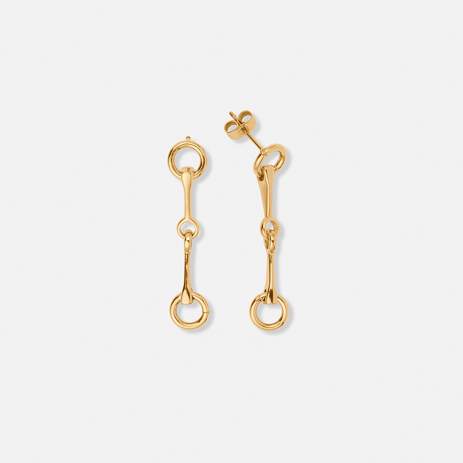 Guldpläterade stålörhängen med tränsbett 37 mm