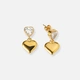 Guldpläterade stålörhängen Kubisk Zirkonia och hjärtan - 24x14  mm