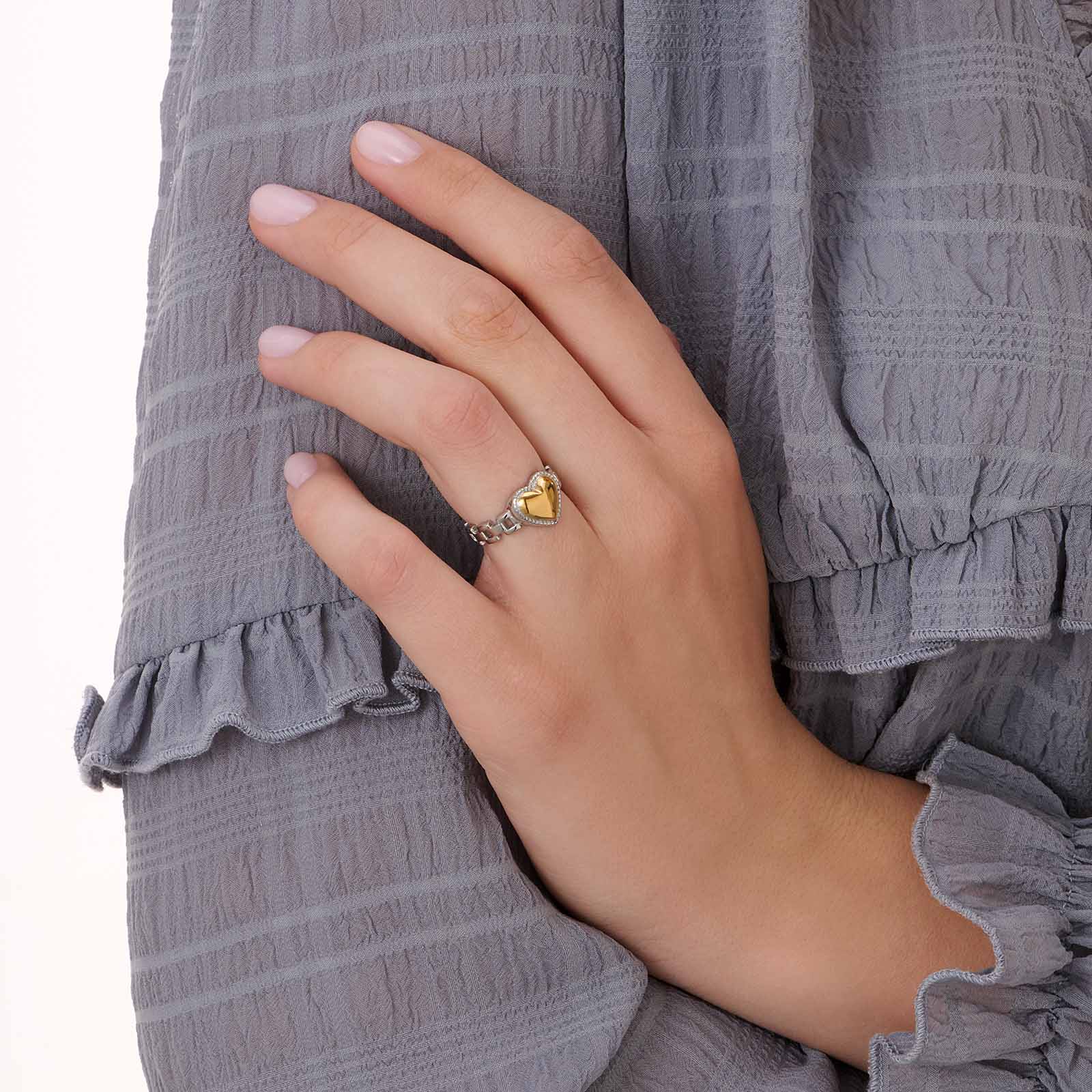 Bicolorfärgad stålring, bulligt hjärta