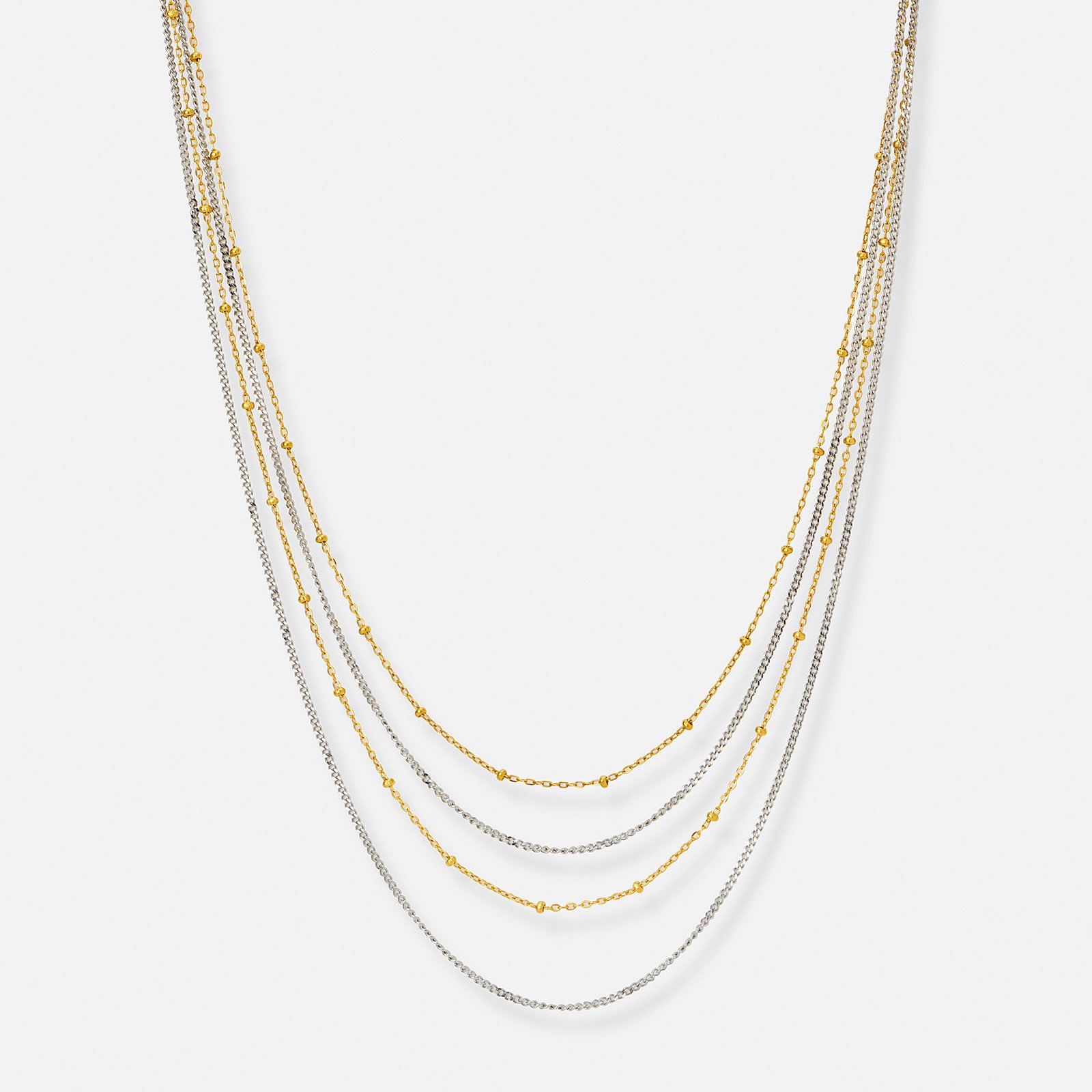 Stålhalsband i bicolor, fyra rader kejdor - 38-45+5cm