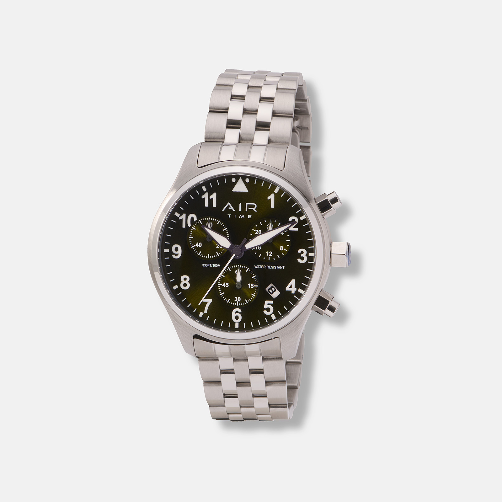 Air Time Chrono, grön tavla, metallband - 42 mm