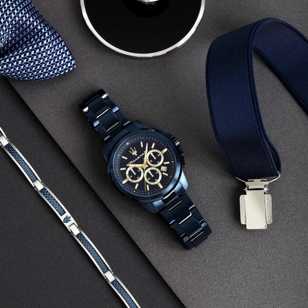 Maserati Successo metallband blå/stål  - R8873621042