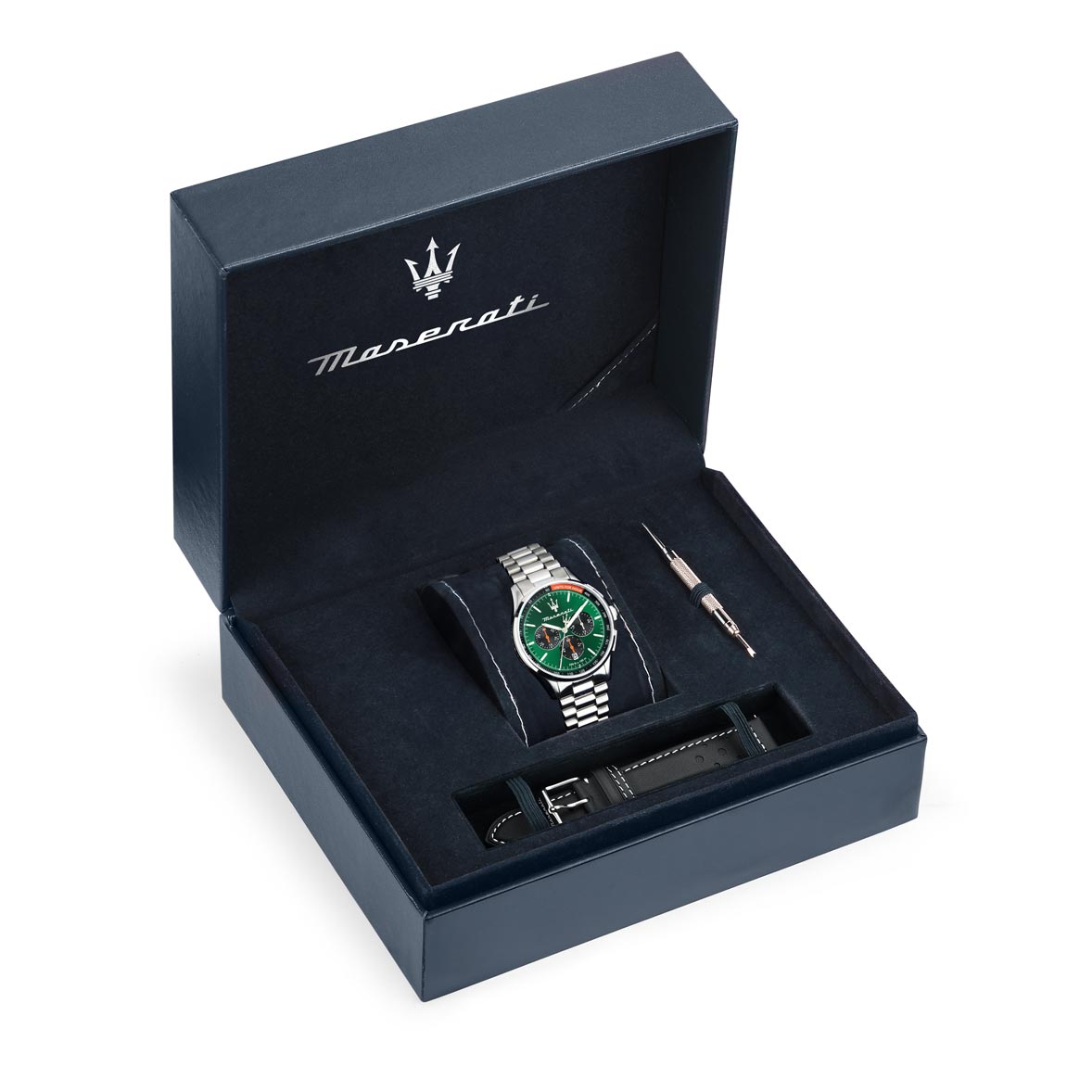 Maserati Sorpasso metallband grön/stål  - R8873624002