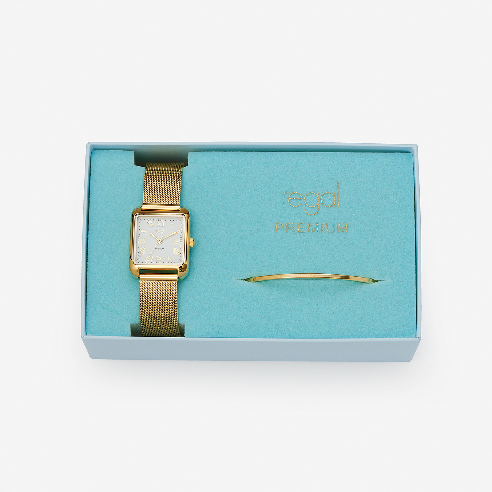 Regal Premium klockset dam guld/vit mesh - 25X25 mm