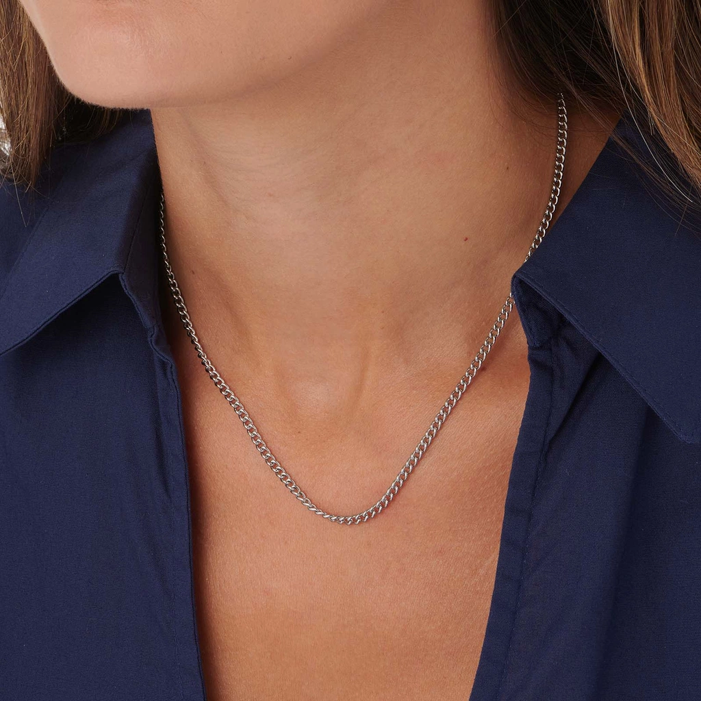 Stålhalsband pansarlänk 3mm bred - 40+5cm