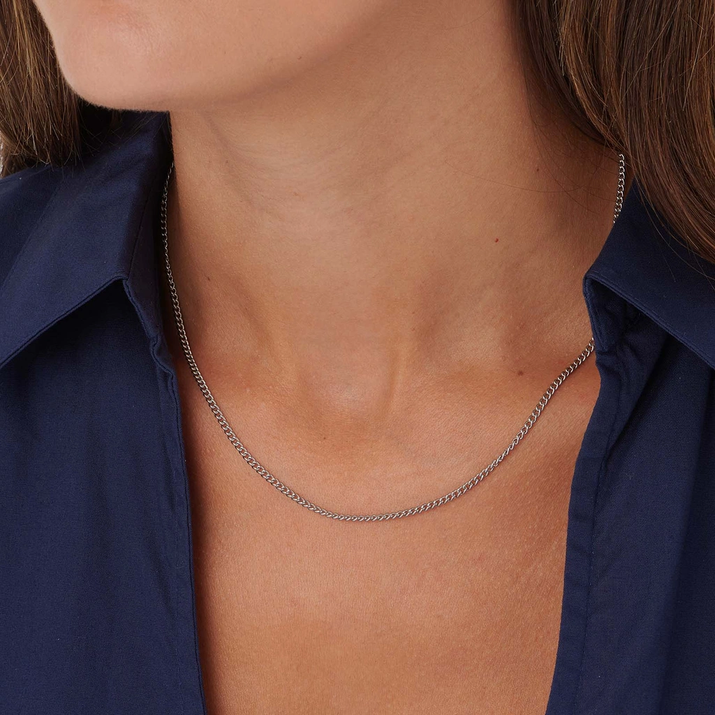 Stålhalsband pansarlänk 2mm bred - 45+5cm