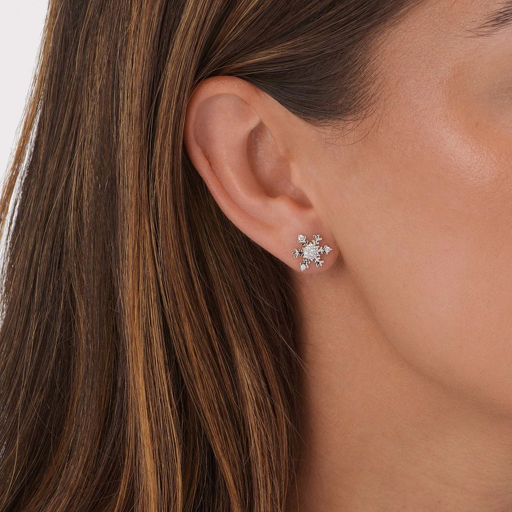 Örhängen & halsband set i äkta silver - snöflingor