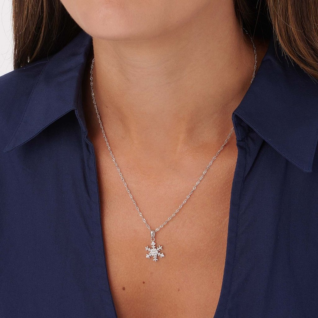 Örhängen & halsband set i äkta silver - snöflingor