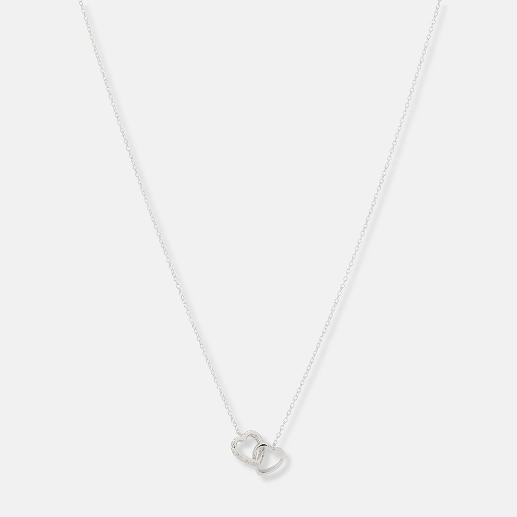 Örhängen & halsband set i äkta silver - länkade hjärtan