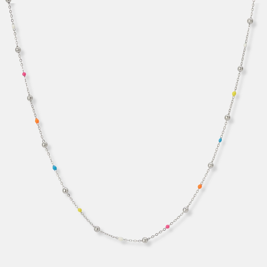 Stålhalsband med emaljkulor - 40+6 cm