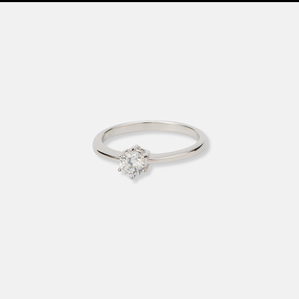 Ring i äkta silver - 5 mm Kubisk Zirkonia - 19