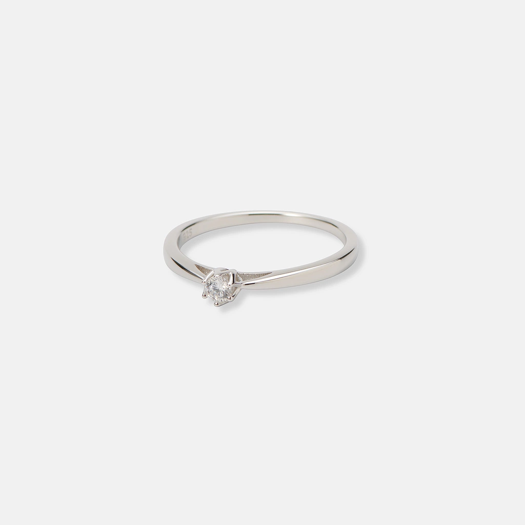 Ring i äkta silver - 3 mm Kubisk Zirkonia - 16