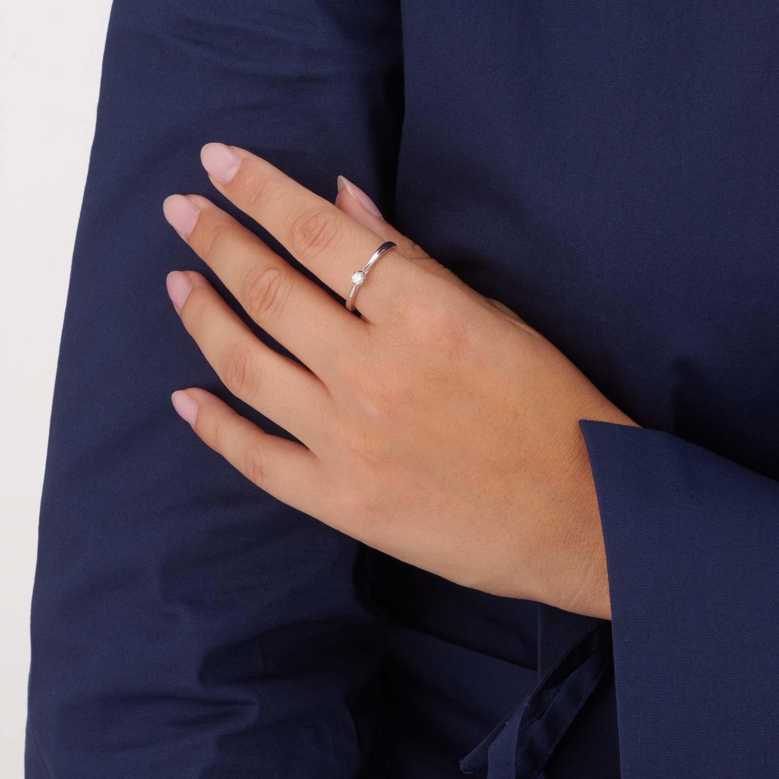 Ring i äkta silver - 3 mm Kubisk Zirkonia