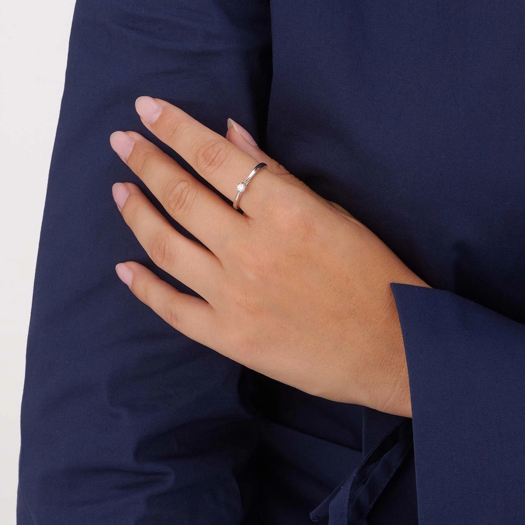 Ring i äkta silver - 3 mm Kubisk Zirkonia - 16