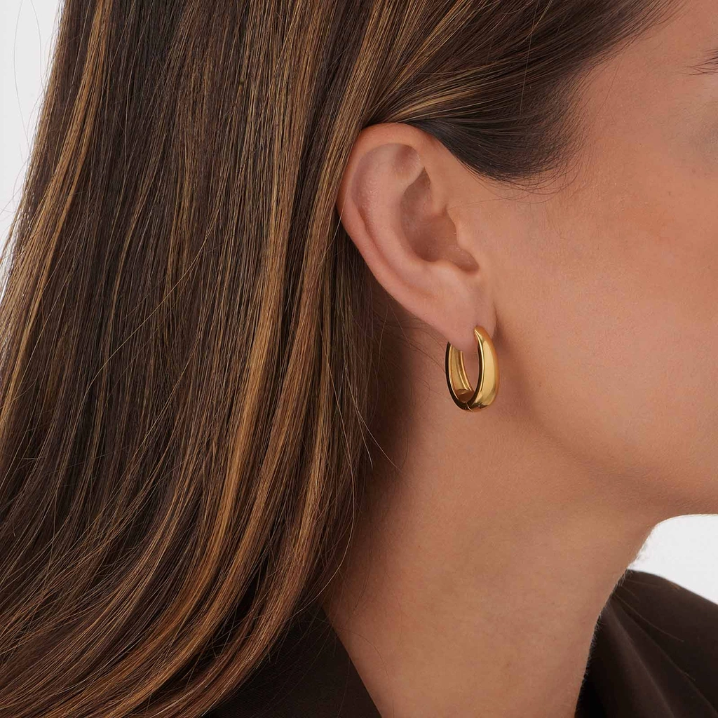 Guldpläterade stålörhängen, docerade hoops