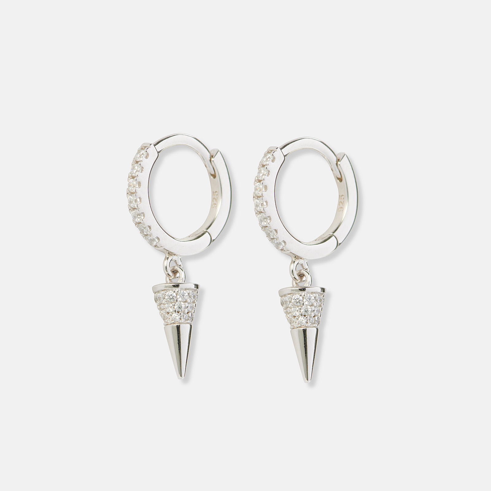 Silverörhängen hoops med spike - 12mm