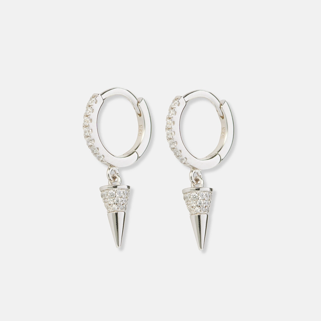 Silverörhängen hoops med spike - 12mm