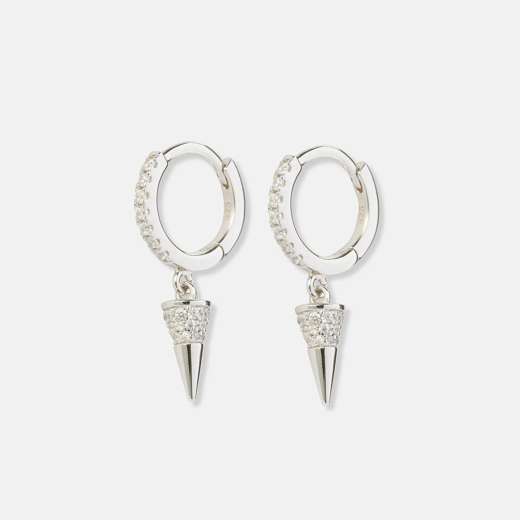 Silverörhängen hoops med spike - 12mm