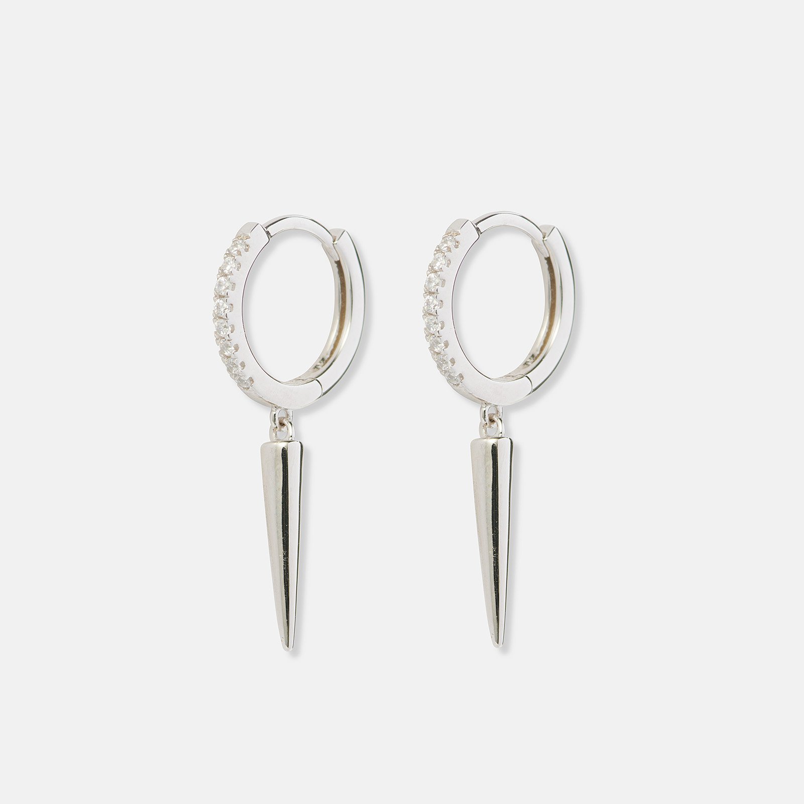 Silverörhängen hoops med tunn spike - 12mm