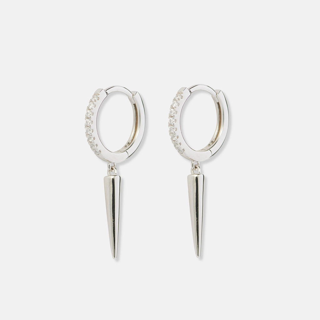 Silverörhängen hoops med tunn spike - 12mm