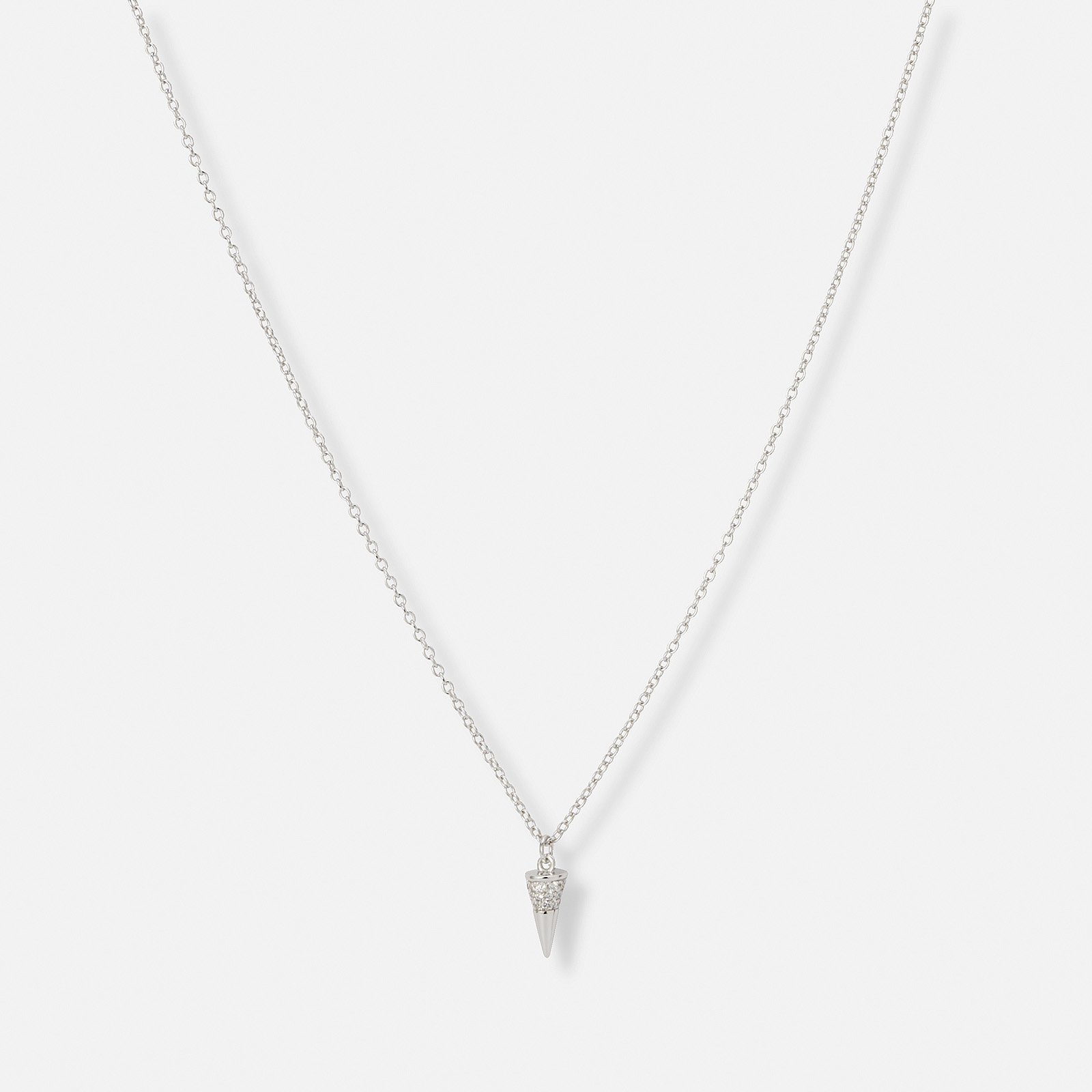 Silverhalsband med spike och stenar - 42+3cm