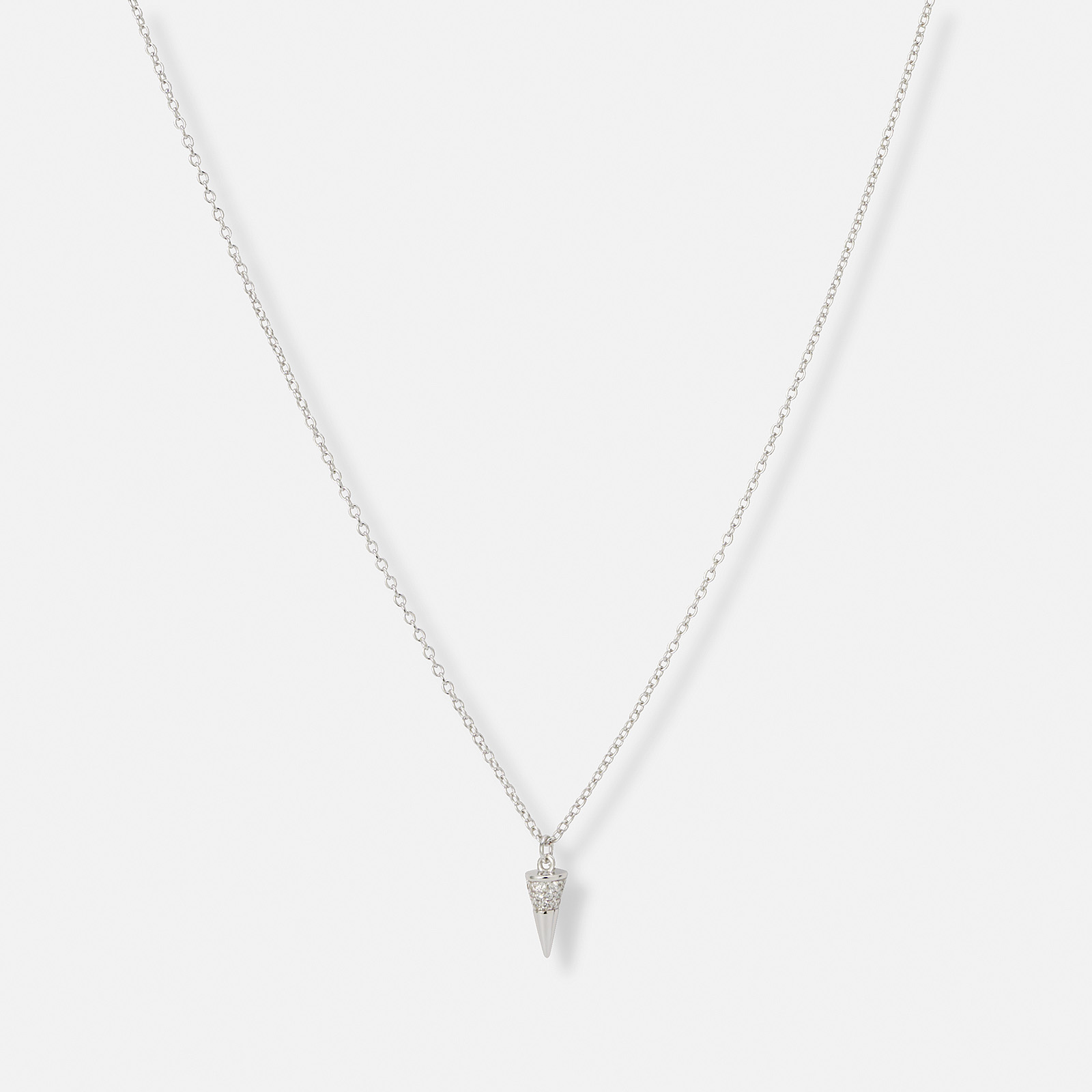 Silverhalsband med spike och stenar - 42+3cm