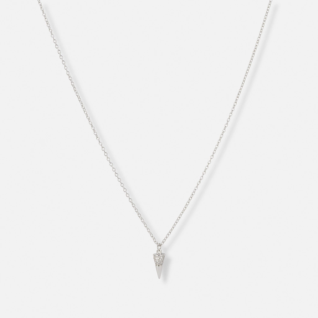 Silverhalsband med spike och stenar - 42+3cm