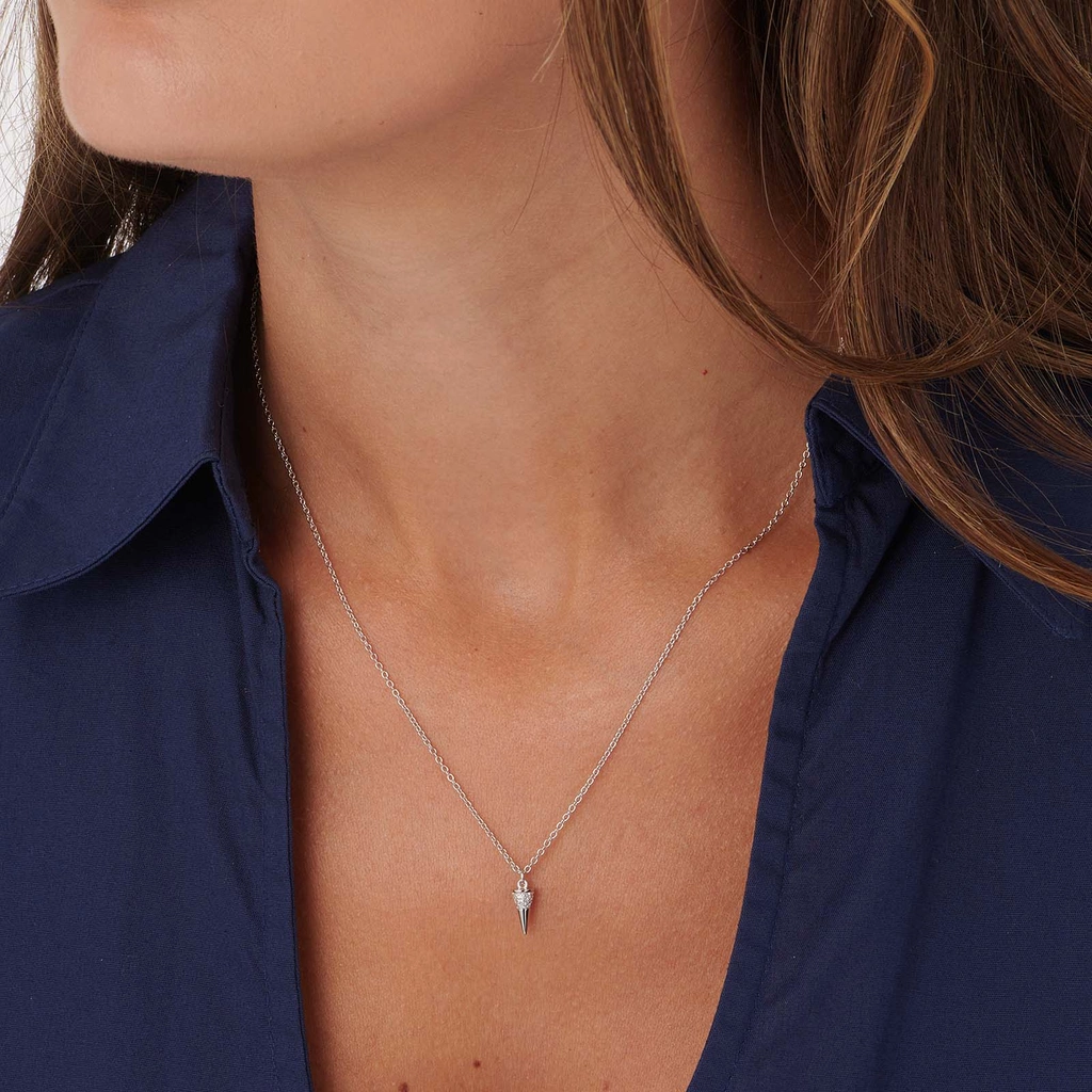 Silverhalsband med spike och stenar - 42+3cm