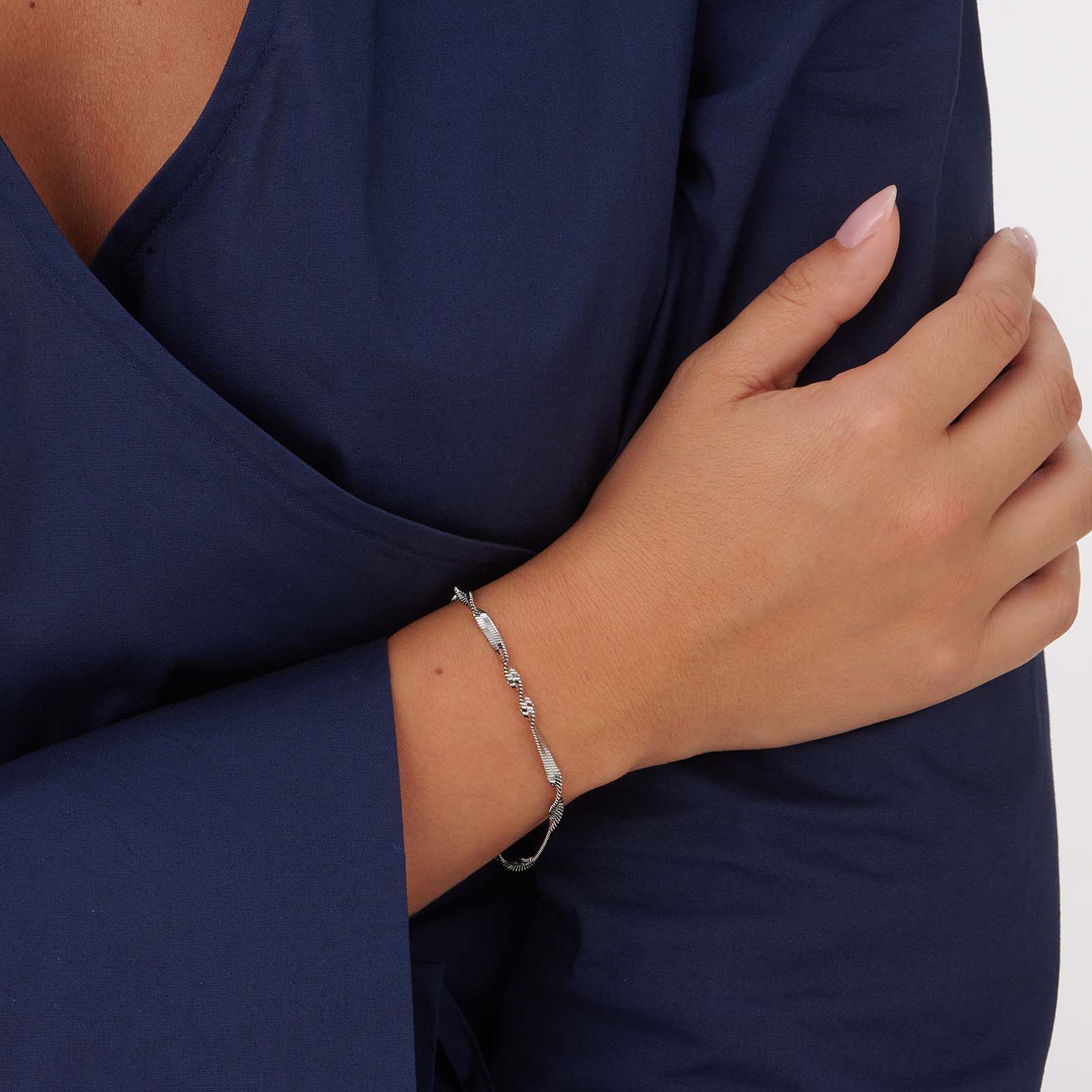 Stålarmband twist chain -  16+3 cm