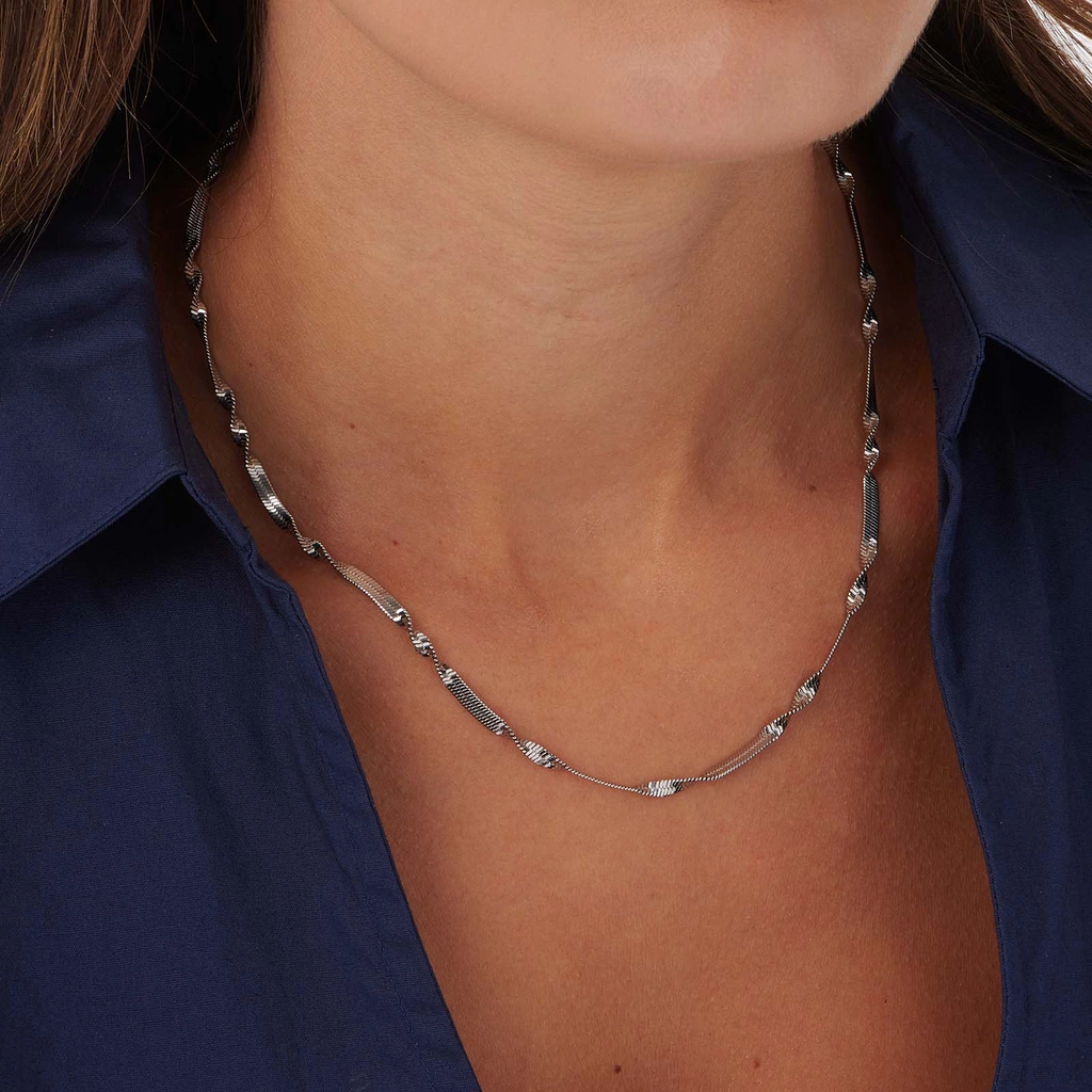 Stålhalsband twist chain - 40+5cm